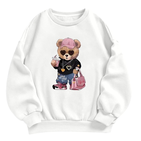 🎉Stay cozy and stylish with this sweatshirt featuring a cute bear graphic. - Picture 10 of 11